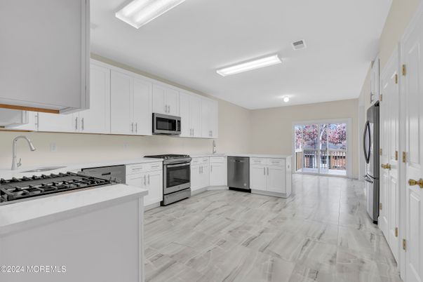 Interior, Kitchen, Stainless Steel Appliances, Wood Texture Flooring