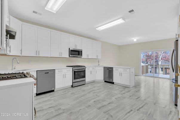 Interior, Kitchen, Stainless Steel Appliances, Wood Texture Flooring
