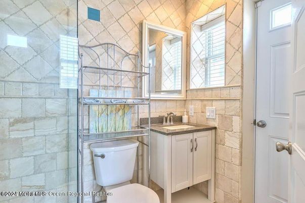 Bathroom, Glass Shower, Interior, Stone Walls