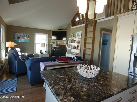 Fireplace, Interior, Kitchen, Living room, Wood Texture Flooring