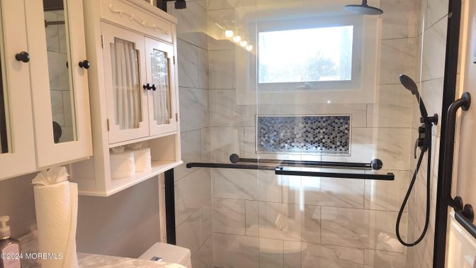 Bathroom, Glass Shower, Interior, Marble Walls