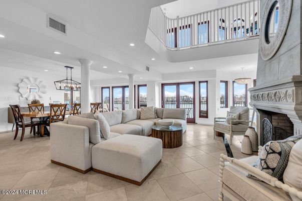 Dining room, Fireplace, Interior, Living room, Pendant Lights, Recessed Lighting