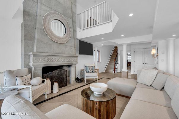 Fireplace, Interior, Living room, Recessed Lighting
