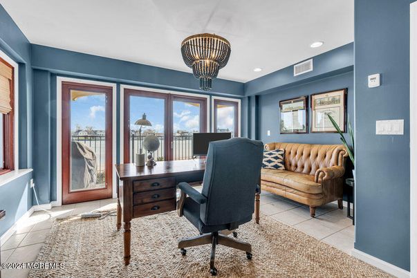 Chandelier, Home Office, Interior, Recessed Lighting