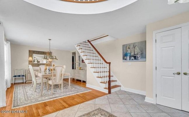Chandelier, Dining room, Interior, Wood Texture Flooring