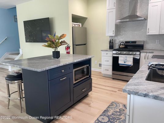 Interior, Kitchen, Stainless Steel Appliances, Wood Texture Flooring