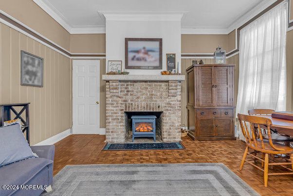 Fireplace, Interior, Wood Texture Flooring