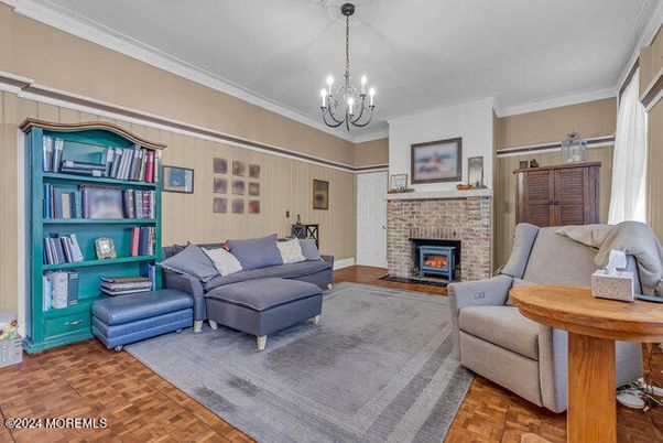Chandelier, Fireplace, Interior, Living room, Wood Texture Flooring