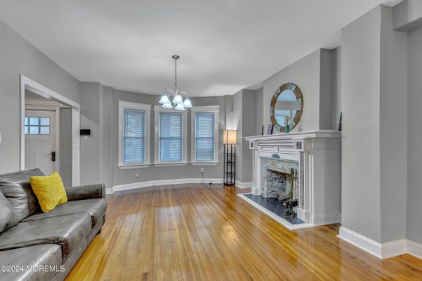 Fireplace, Interior, Pendant Lights, Wood Texture Flooring