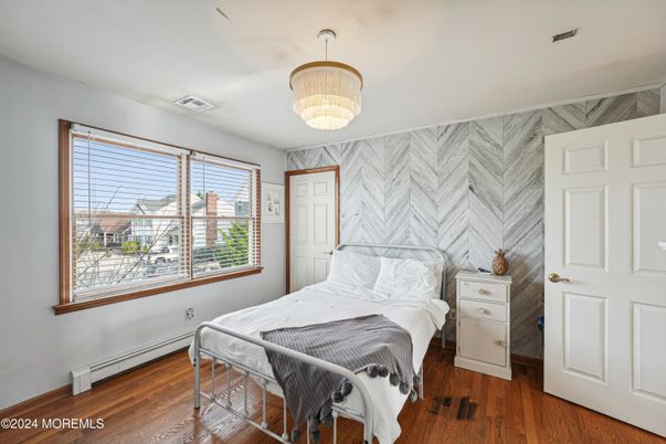 Bedroom, Chandelier, Interior, Wood Texture Flooring