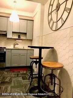Interior, Kitchen, Pendant Lights, Stainless Steel Appliances, Wood Texture Flooring