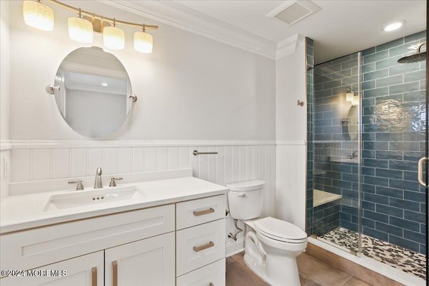 Bathroom, Glass Shower, Interior, Recessed Lighting