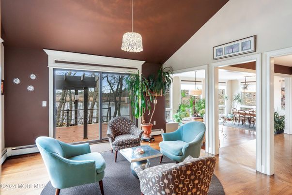 Interior, Living room, Pendant Lights, Wood Texture Flooring