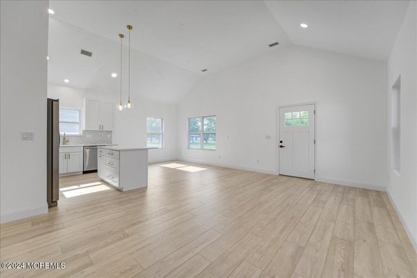 Interior, Kitchen, Pendant Lights, Recessed Lighting, Wood Texture Flooring