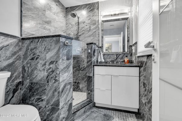 Bathroom, Glass Shower, Interior, Marble Walls