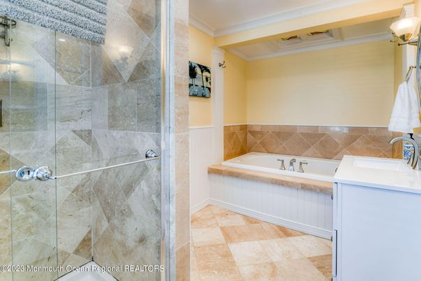 Bathroom, Glass Shower, Interior, Recessed Lighting