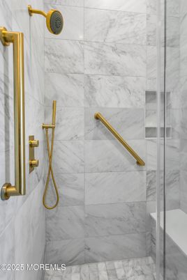 Bathroom, Glass Shower, Interior, Marble Walls