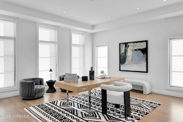 Home Office, Interior, Recessed Lighting, Wood Texture Flooring