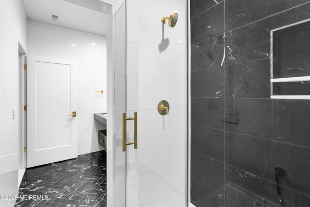 Bathroom, Glass Shower, Interior, Marble Walls