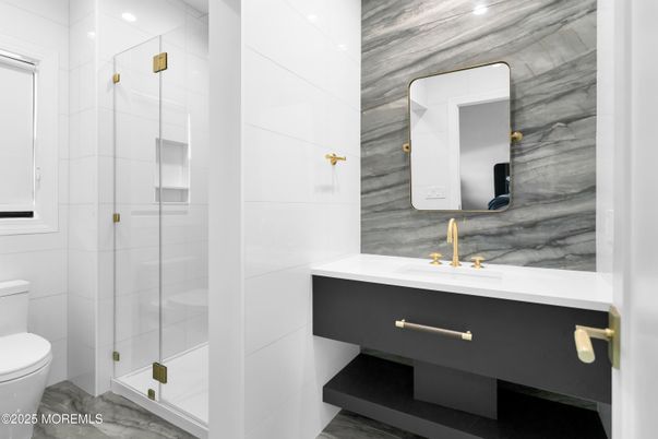 Bathroom, Glass Shower, Interior, Marble Walls