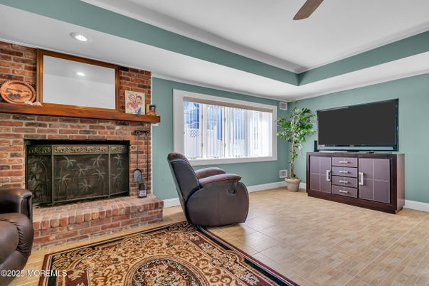 Fireplace, Interior, Recessed Lighting, Stone Walls