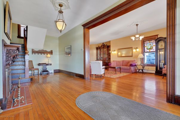 Chandelier, Fireplace, Interior, Living room, Pendant Lights, Wood Texture Flooring