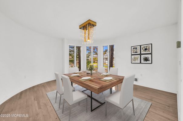 Chandelier, Dining room, Interior, Wood Texture Flooring