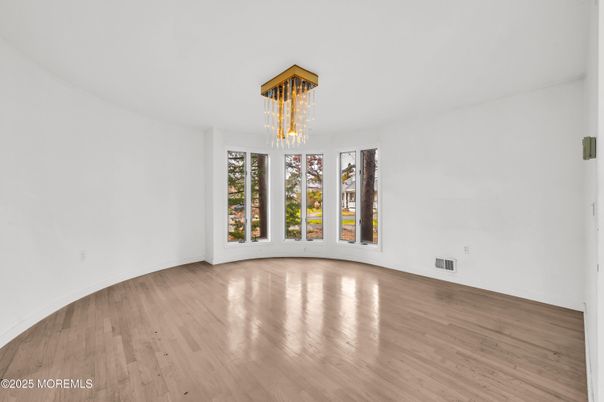 Chandelier, Empty room, Interior, Wood Texture Flooring
