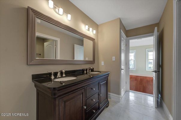 Bathroom, Dual Sink Vanities, Interior, Wood Texture Flooring