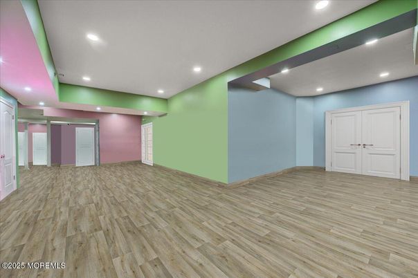 Empty room, Interior, Recessed Lighting, Wood Texture Flooring