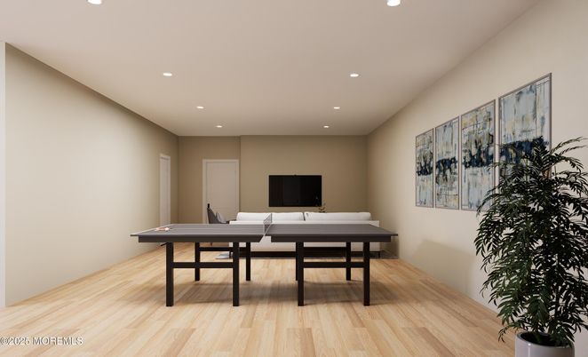 Game Room, Interior, Recessed Lighting, Wood Texture Flooring