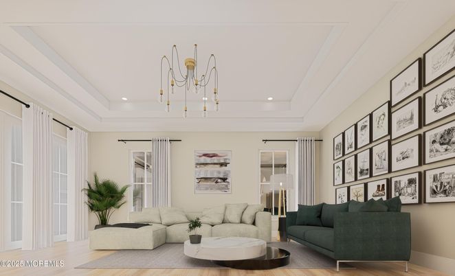 Interior, Living room, Pendant Lights, Recessed Lighting, Wood Texture Flooring