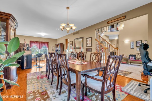 Chandelier, Dining room, Interior, Wood Texture Flooring