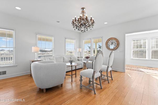 Chandelier, Interior, Living room, Recessed Lighting, Wood Texture Flooring
