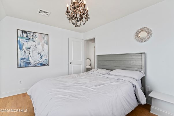 Bedroom, Chandelier, Interior, Wood Texture Flooring