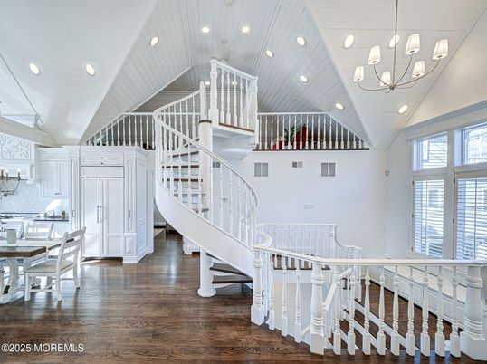 Chandelier, Dining room, Interior, Pendant Lights, Recessed Lighting, Wood Texture Flooring