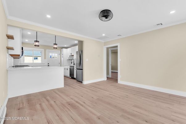 Interior, Kitchen, Pendant Lights, Recessed Lighting, Wood Texture Flooring