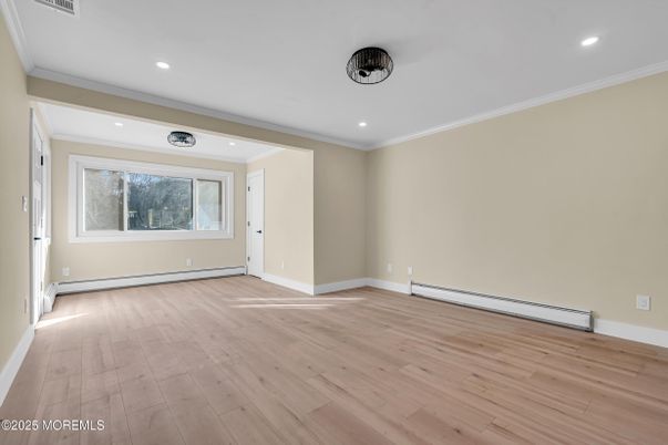 Empty room, Interior, Recessed Lighting, Wood Texture Flooring