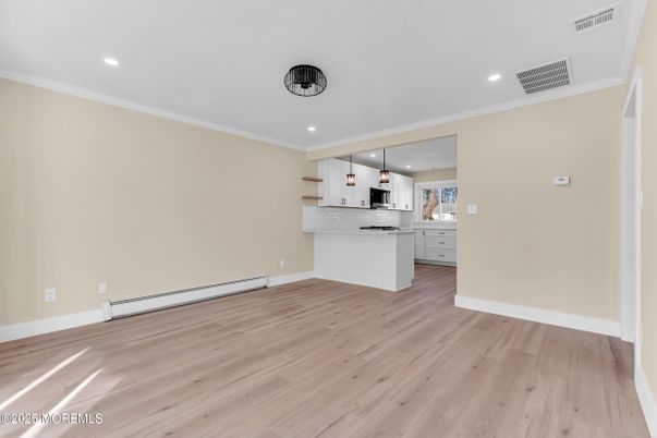 Interior, Kitchen, Pendant Lights, Recessed Lighting, Wood Texture Flooring
