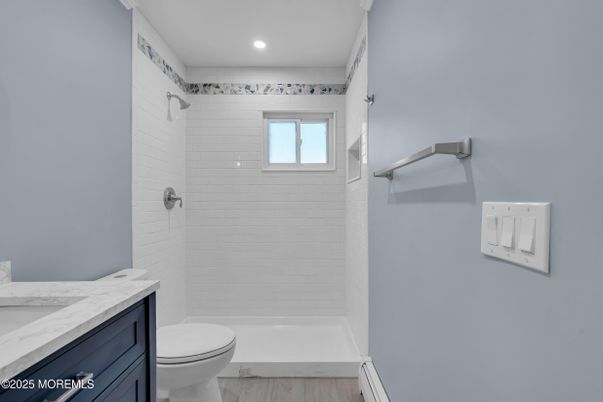 Bathroom, Interior, Recessed Lighting, Wood Texture Flooring