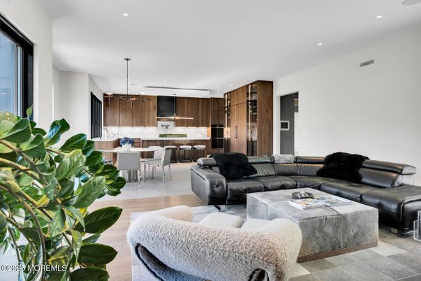 Dining room, Interior, Kitchen, Living room, Pendant Lights, Recessed Lighting, Wood Texture Flooring