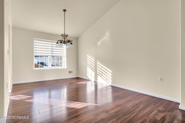 Chandelier, Empty room, Interior, Pendant Lights, Wood Texture Flooring