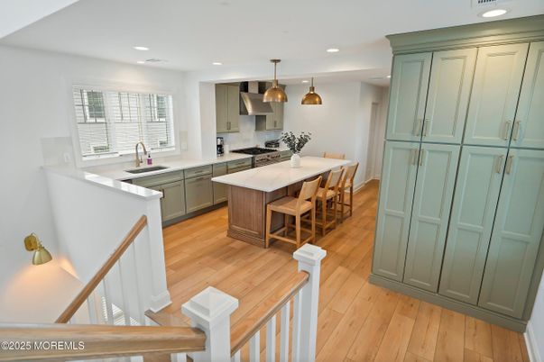Interior, Kitchen, Pendant Lights, Recessed Lighting, Wood Texture Flooring