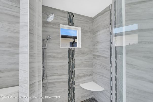 Bathroom, Glass Shower, Interior, Marble Walls