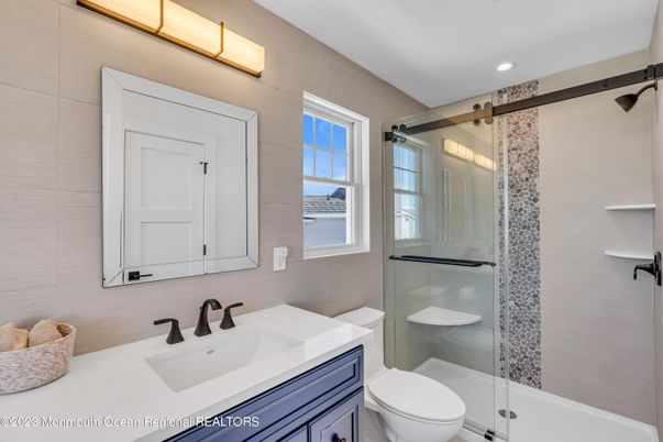 Bathroom, Glass Shower, Interior, Recessed Lighting