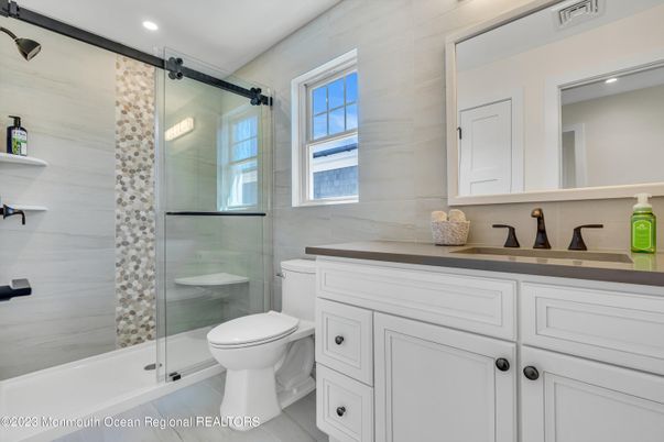 Bathroom, Glass Shower, Interior, Recessed Lighting