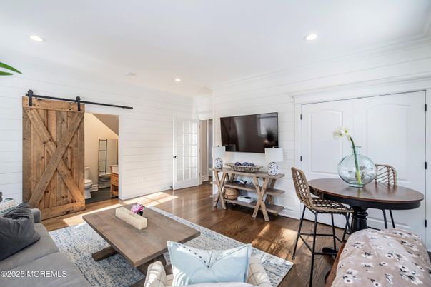 Dining room, Interior, Living room, Recessed Lighting, Wood Texture Flooring