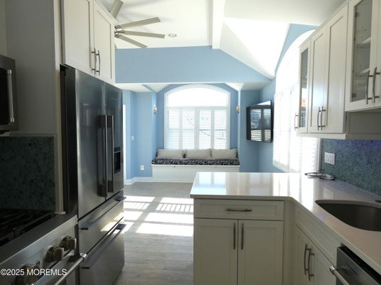 Interior, Kitchen, Stainless Steel Appliances, Wood Texture Flooring