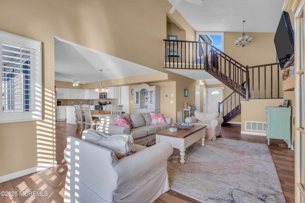 Chandelier, Dining room, Interior, Kitchen, Living room, Pendant Lights, Wood Texture Flooring