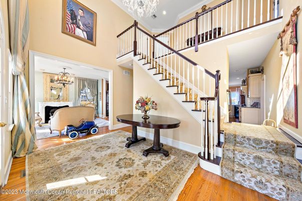 Chandelier, Interior, Recessed Lighting, Wood Texture Flooring